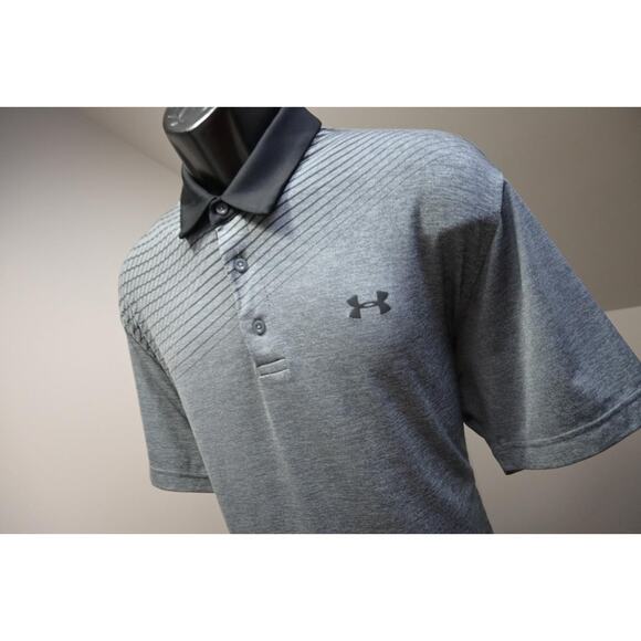 Under Armour Playoff Golf Polo Gray Black Athletic Golf Shirt Mens Size Large - Picture 1 of 9